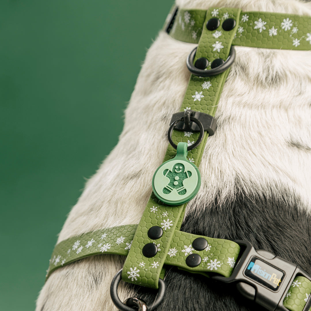 Arnes en H verde militar con copitos para perros medianos y grandes