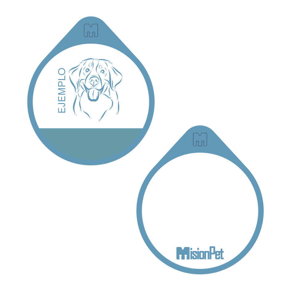 Placa de identificacion personalizable para mascotas en material de silicona color azul glow