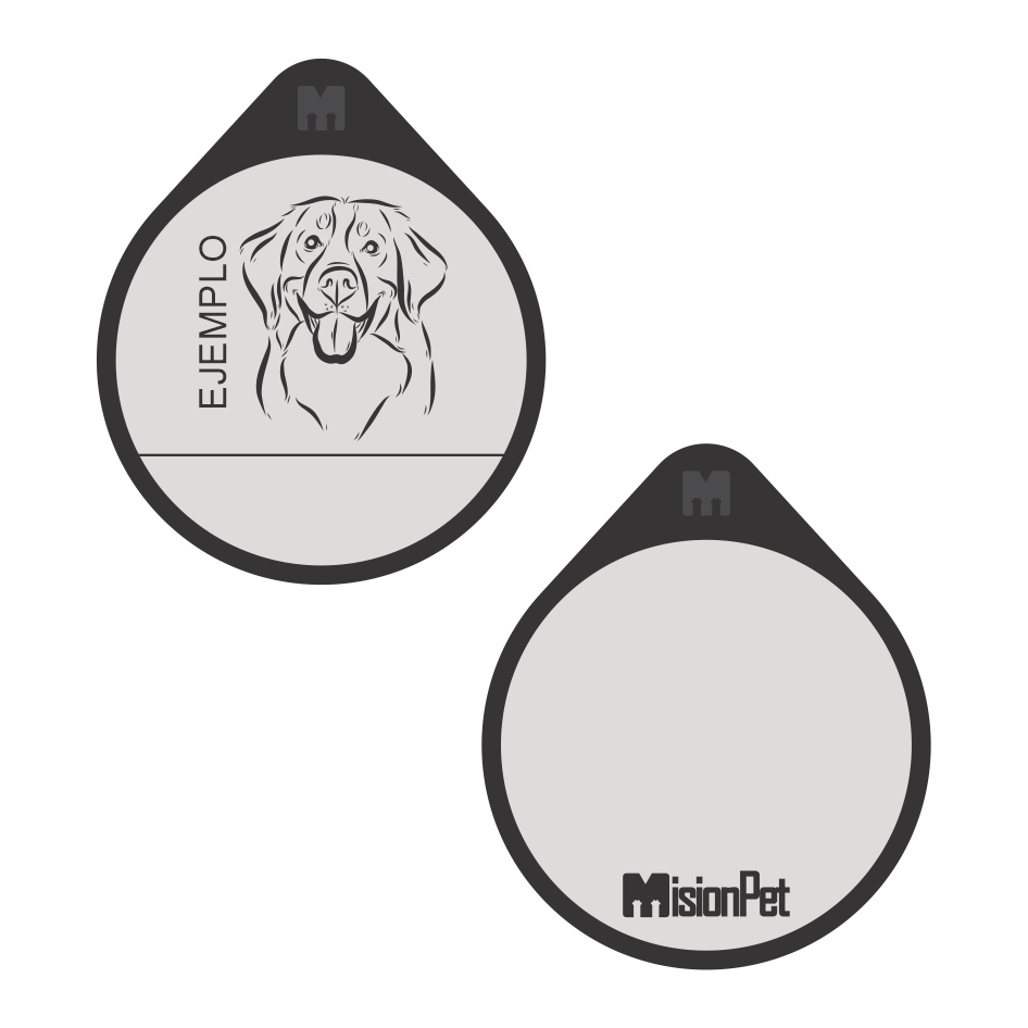Placa de identificacion personalizable para mascotas en material de silicona color gris
