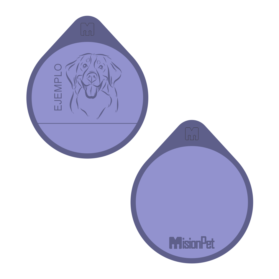 Placa de identificacion personalizable para mascotas en material de silicona color lila bubbaloo