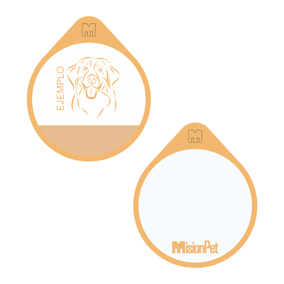 Placa de identificacion personalizable para mascotas en material de silicona color naranja glow