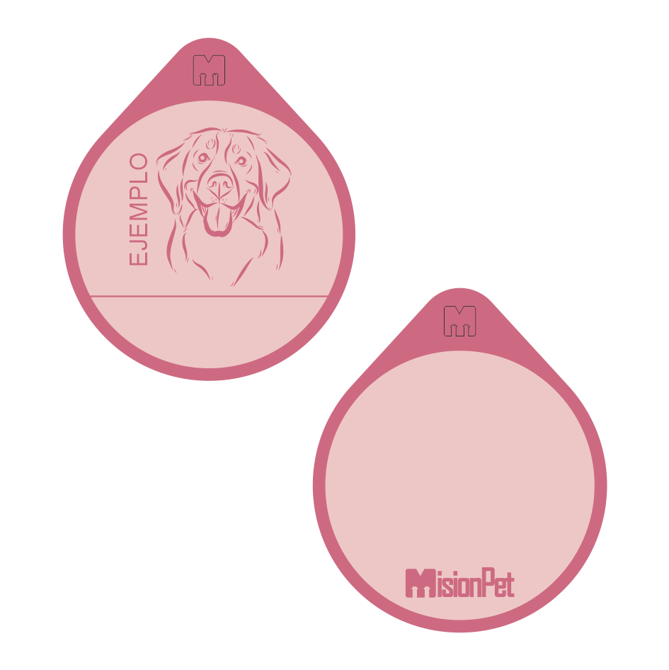 Placa de identificacion personalizable para mascotas en material de silicona color rosa bubaloo