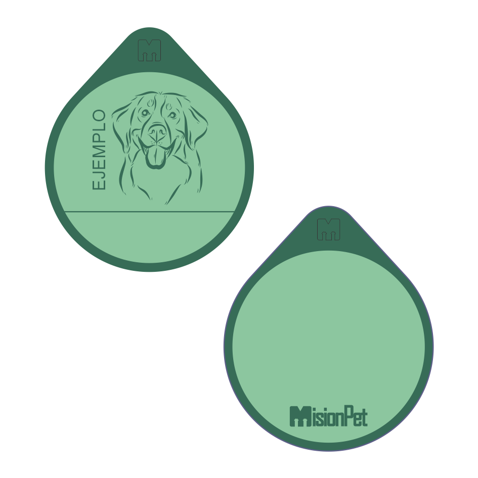 Placa de identificacion personalizable para mascotas en material de silicona color verde bubbaloo