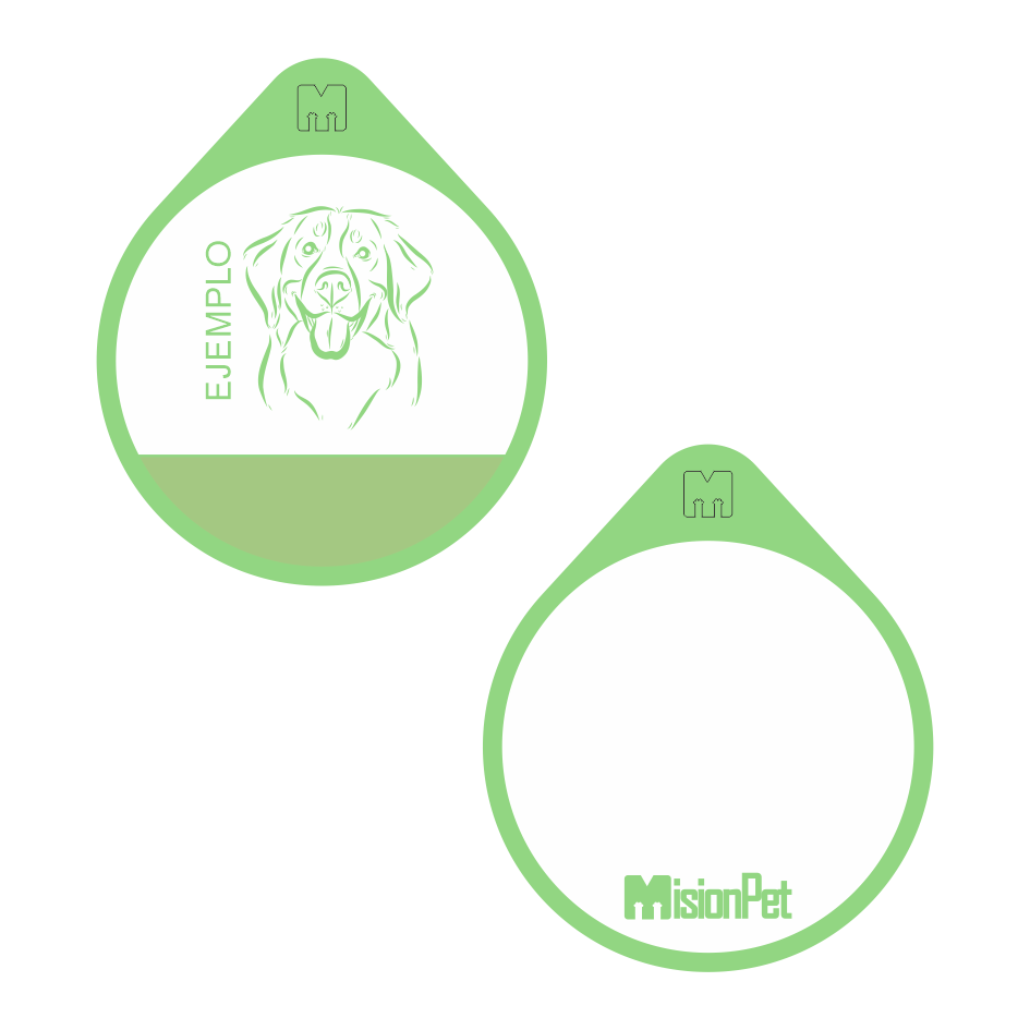 Placa de identificacion personalizable para mascotas en material de silicona color verde glow