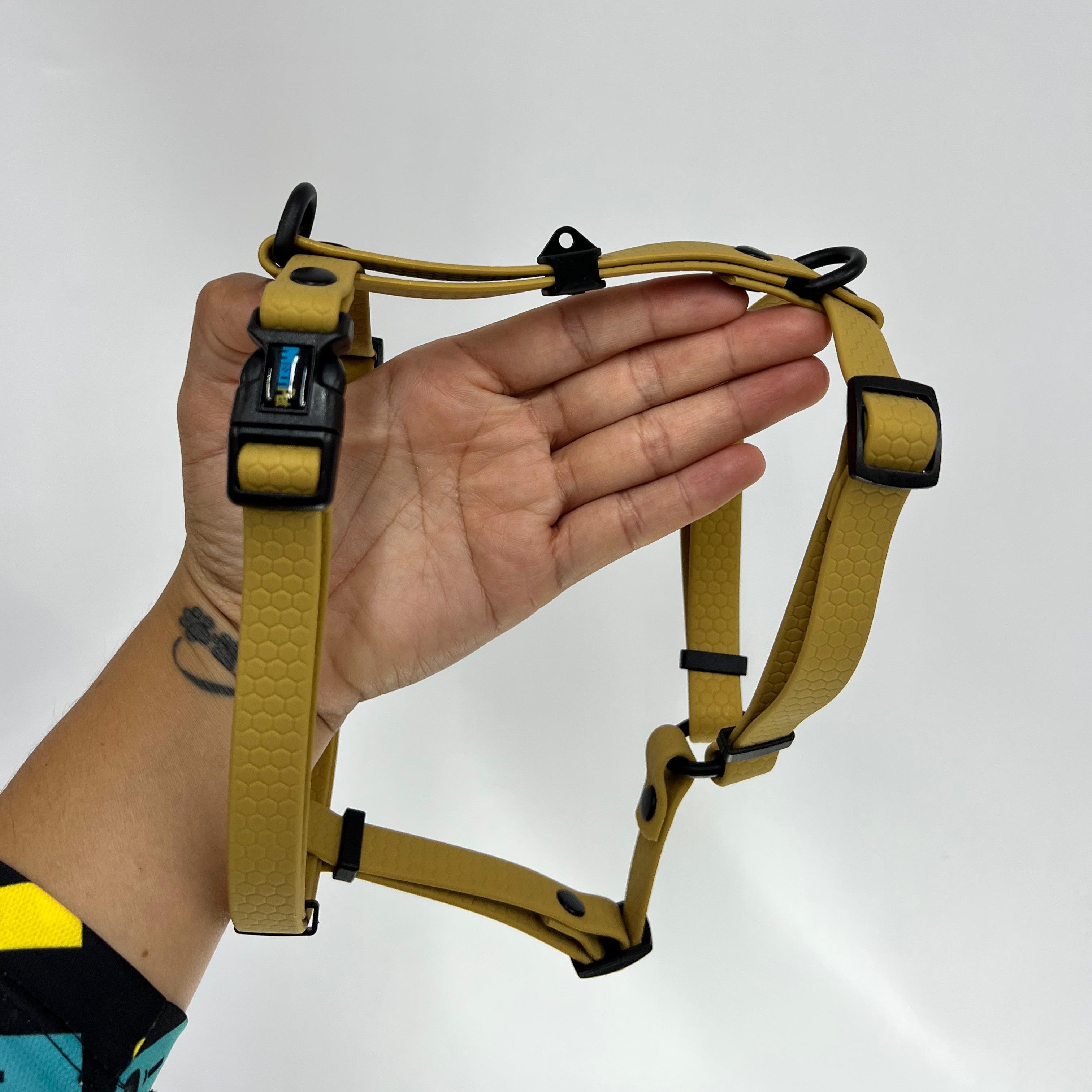 Arnes en H dorado para perros pequeños