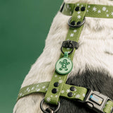 Arnes en H verde militar con copitos para perros medianos y grandes