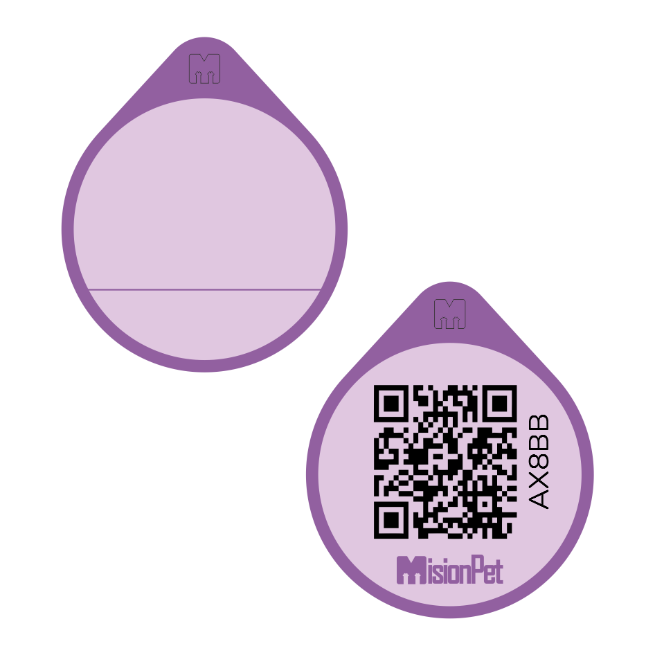 Placa de identificacion para mascotas inteligente color morado bubbaloo