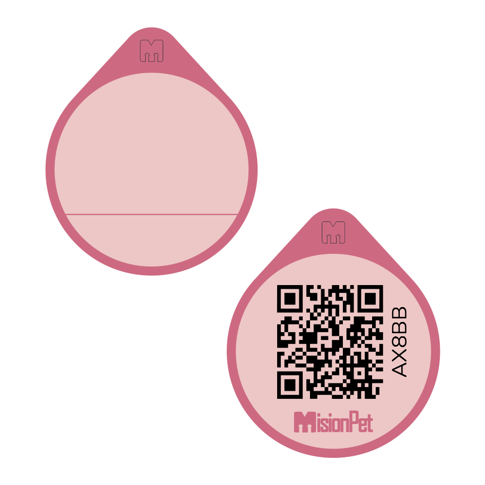 Placa de identificacion para mascotas inteligente color rosa bubbaloo