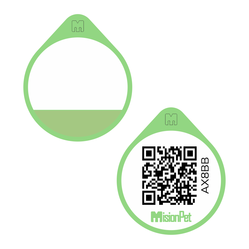 Placa de identificacion para mascotas inteligente color verde glow