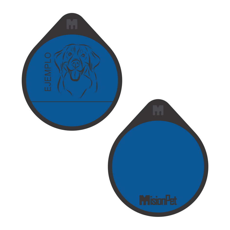 Placa de identificacion personalizable para mascotas en material de silicona color 