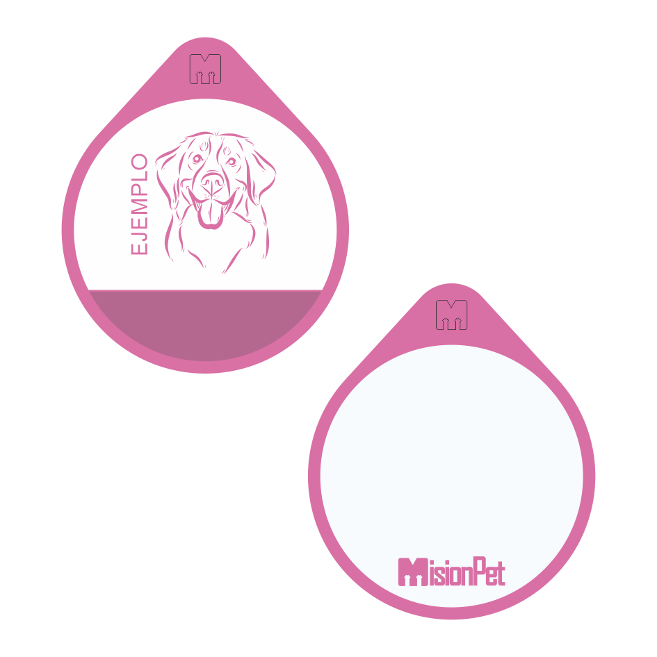Placa de identificacion personalizable para mascotas en material de silicona color fucsia glow