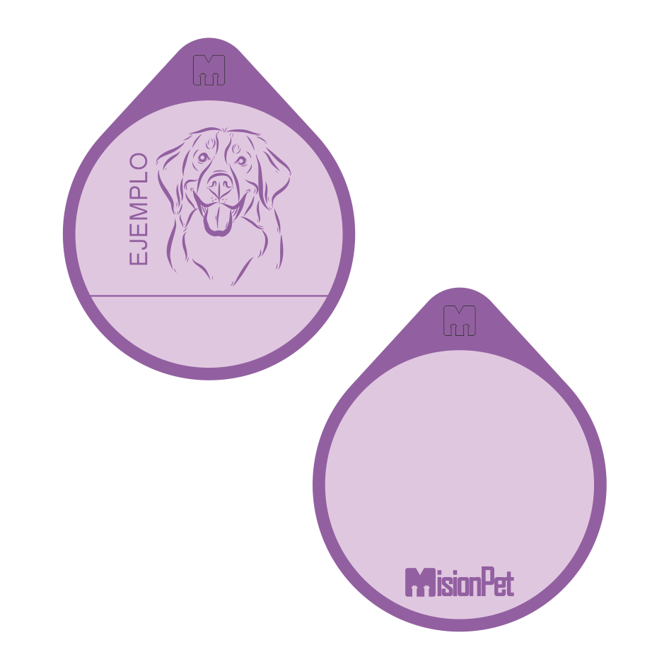 Placa de identificacion personalizable para mascotas en material de silicona color morado bubbaloo