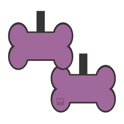 Placa de identificacion para mascota en forma de hueso color rosado